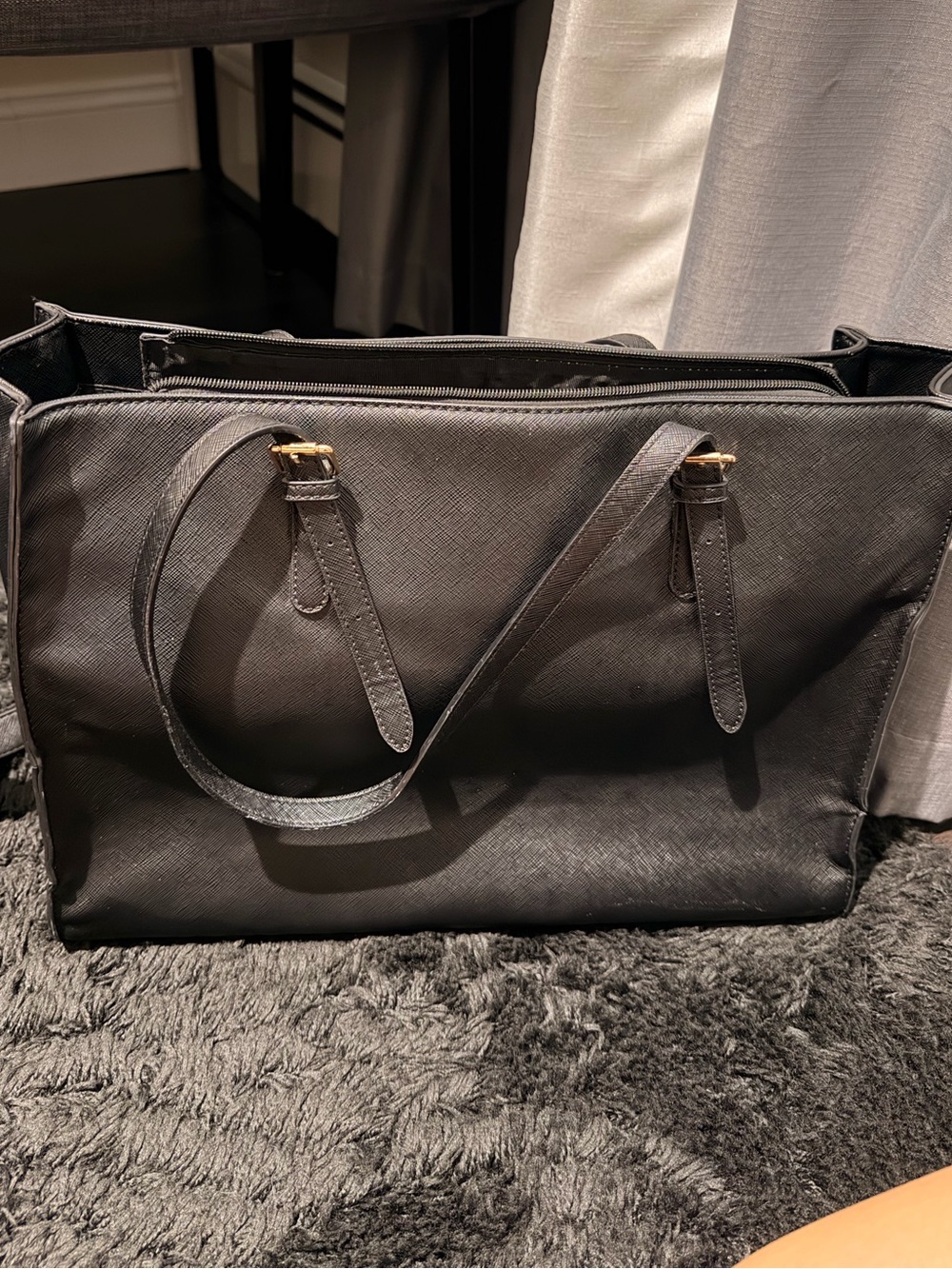 Amazon Black Tote with Gold Accent Hardware